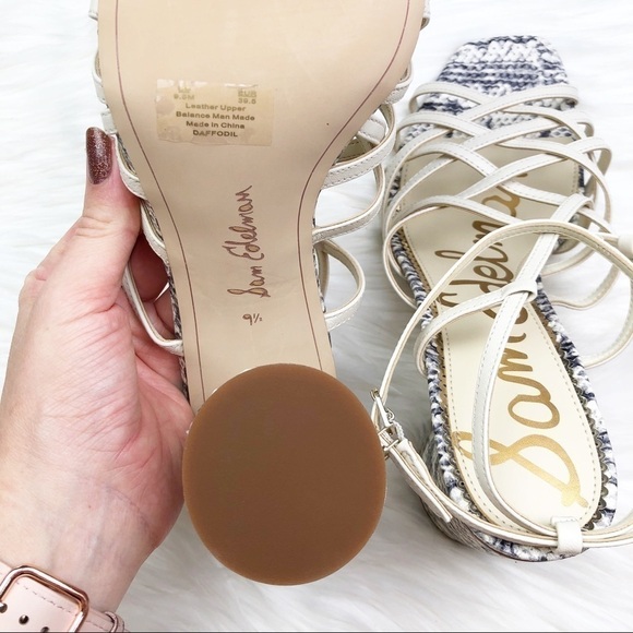 New Sam Edelman Daffodil Heeled Sandals in Reptile Embossed Modern Ivory - Picture 6 of 15